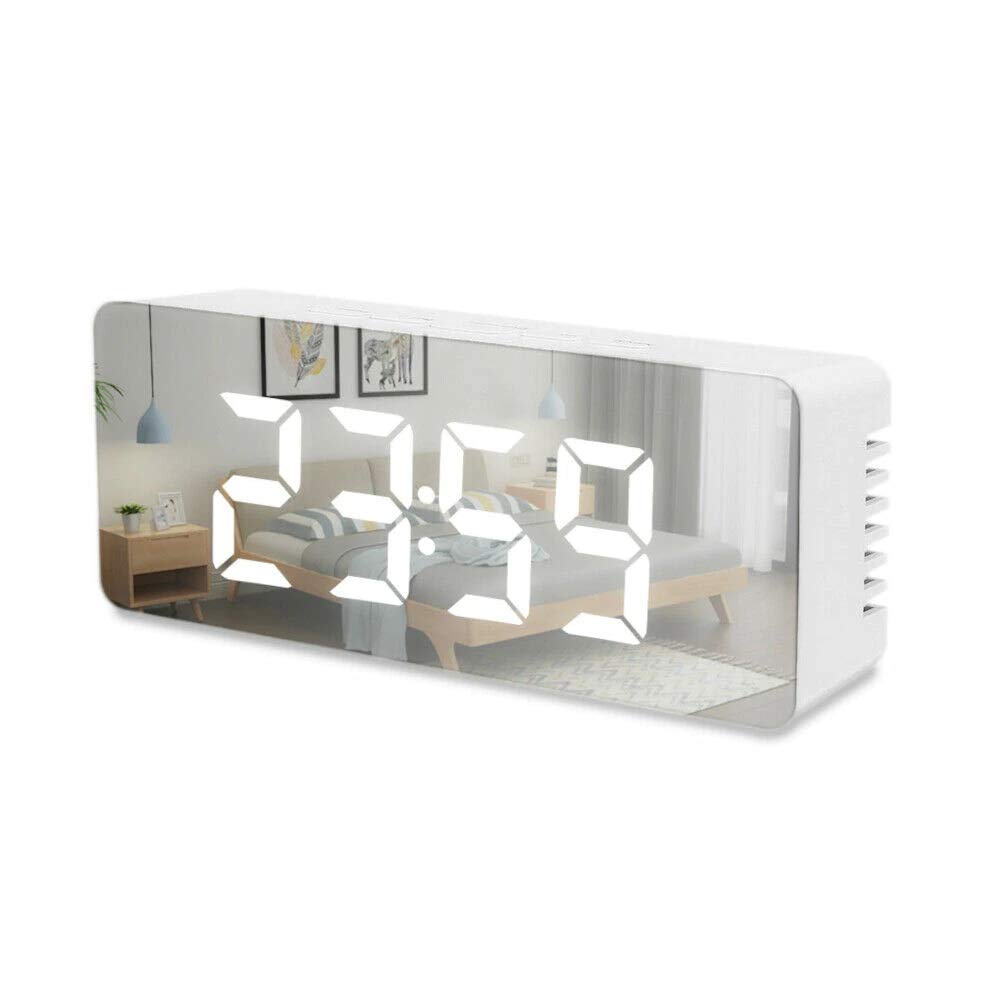 Digital Alarm Clock LED Mirror Display with Temperature Date & Sensor