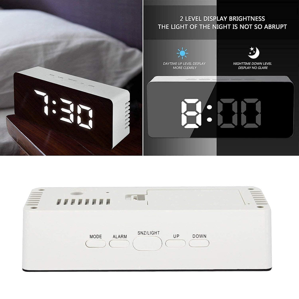Digital Alarm Clock LED Mirror Display with Temperature Date & Sensor