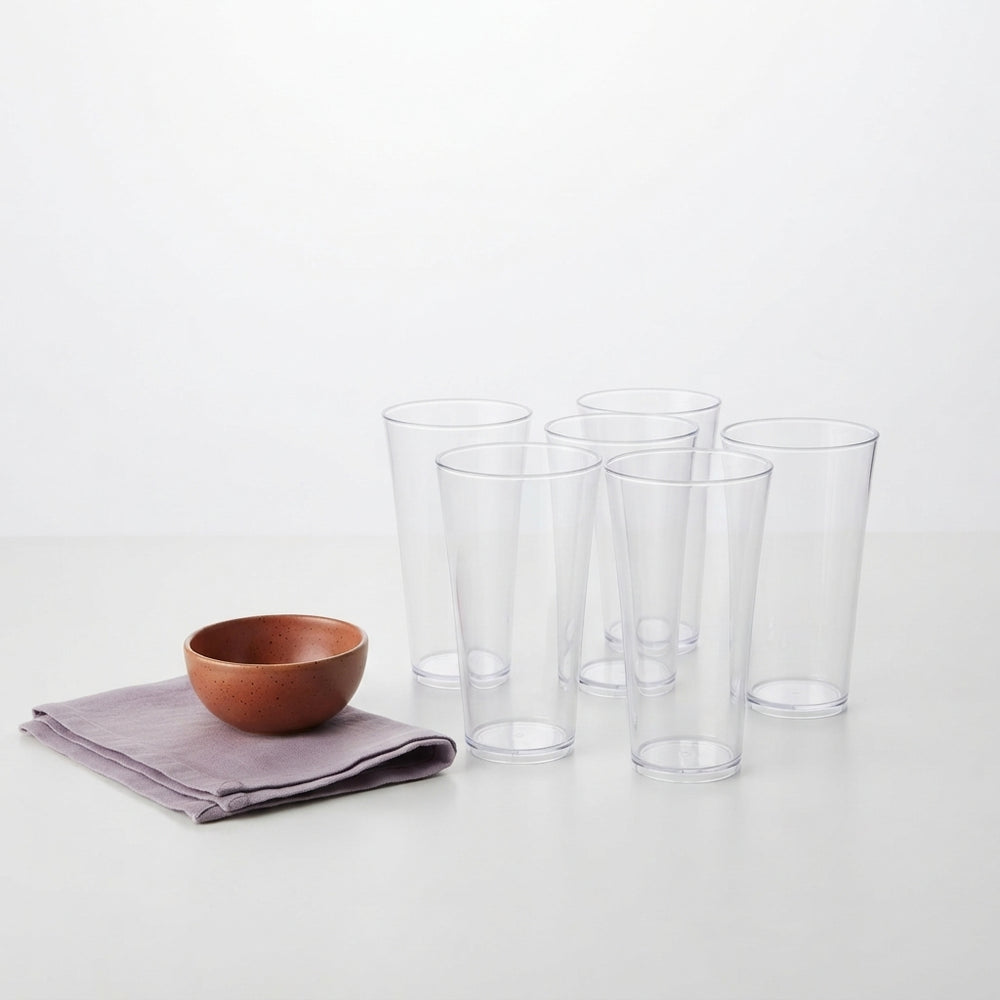 6 Pcs Round Long Unbreakable Transparent glass set - stellar-stats-with-image